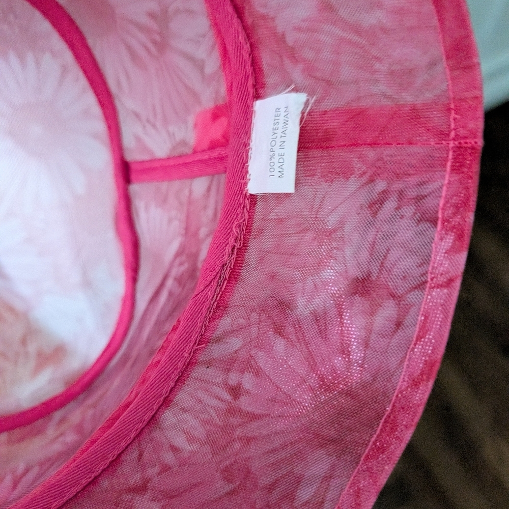 Vintage Y2K LEI Bucket Hat Sheer Floral Pink Hawaiian - Picture 5 of 6
